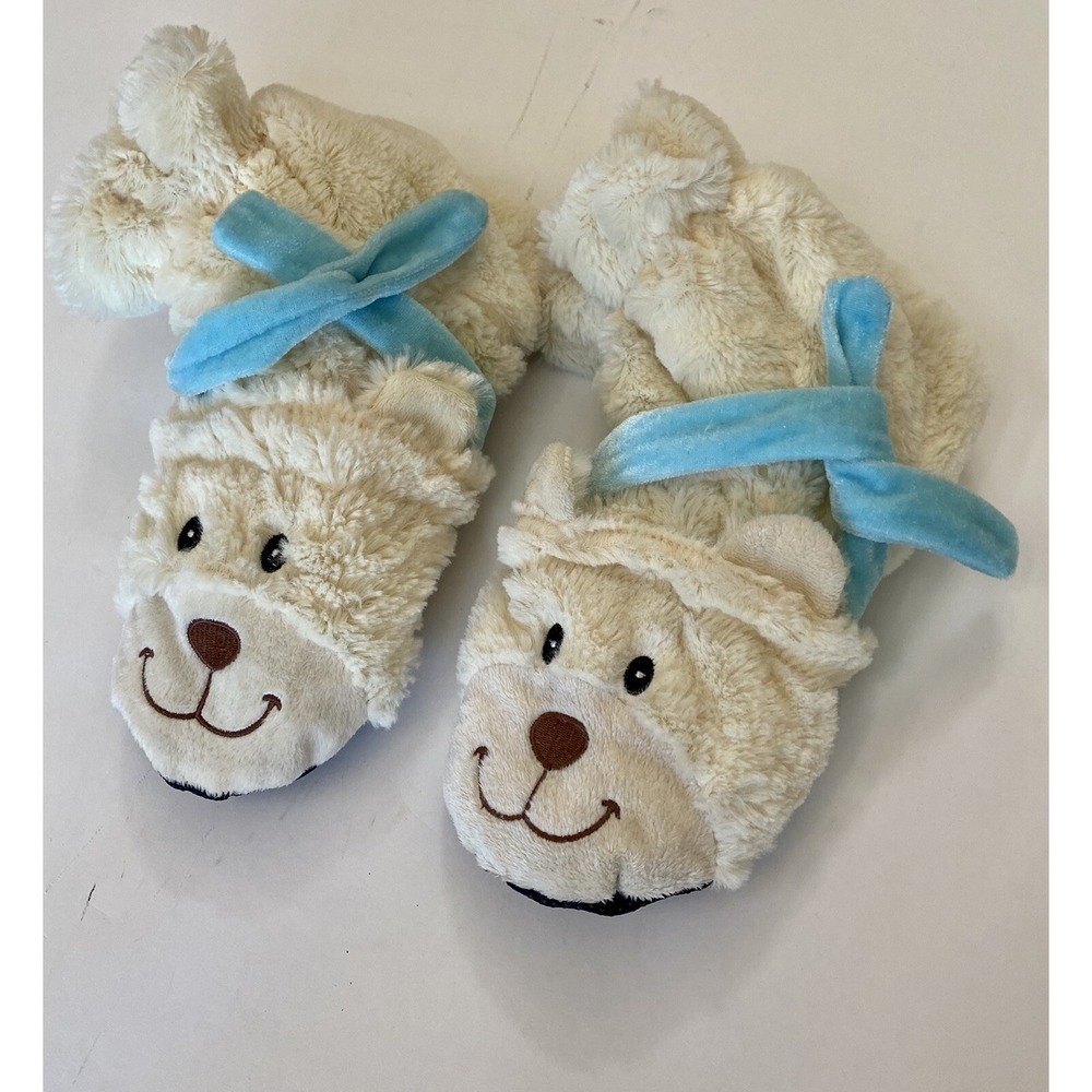 Cozy Hugs Slippers Womens 5-7 Ivory Plush Puppy Dog Aromatherapy Comfy